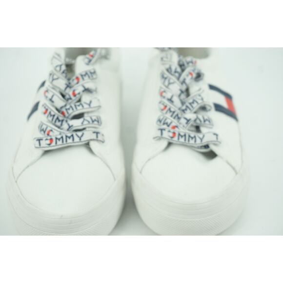 Tommy Hilfiger Fantim Flag Stripe Flat Canvas Sneakers SZ 6 White Low Top - Picture 7 of 10